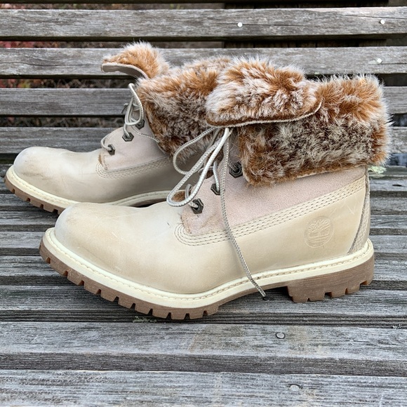 Timberland Faux Fur Fold Down Boots Size 7 - Picture 1 of 10